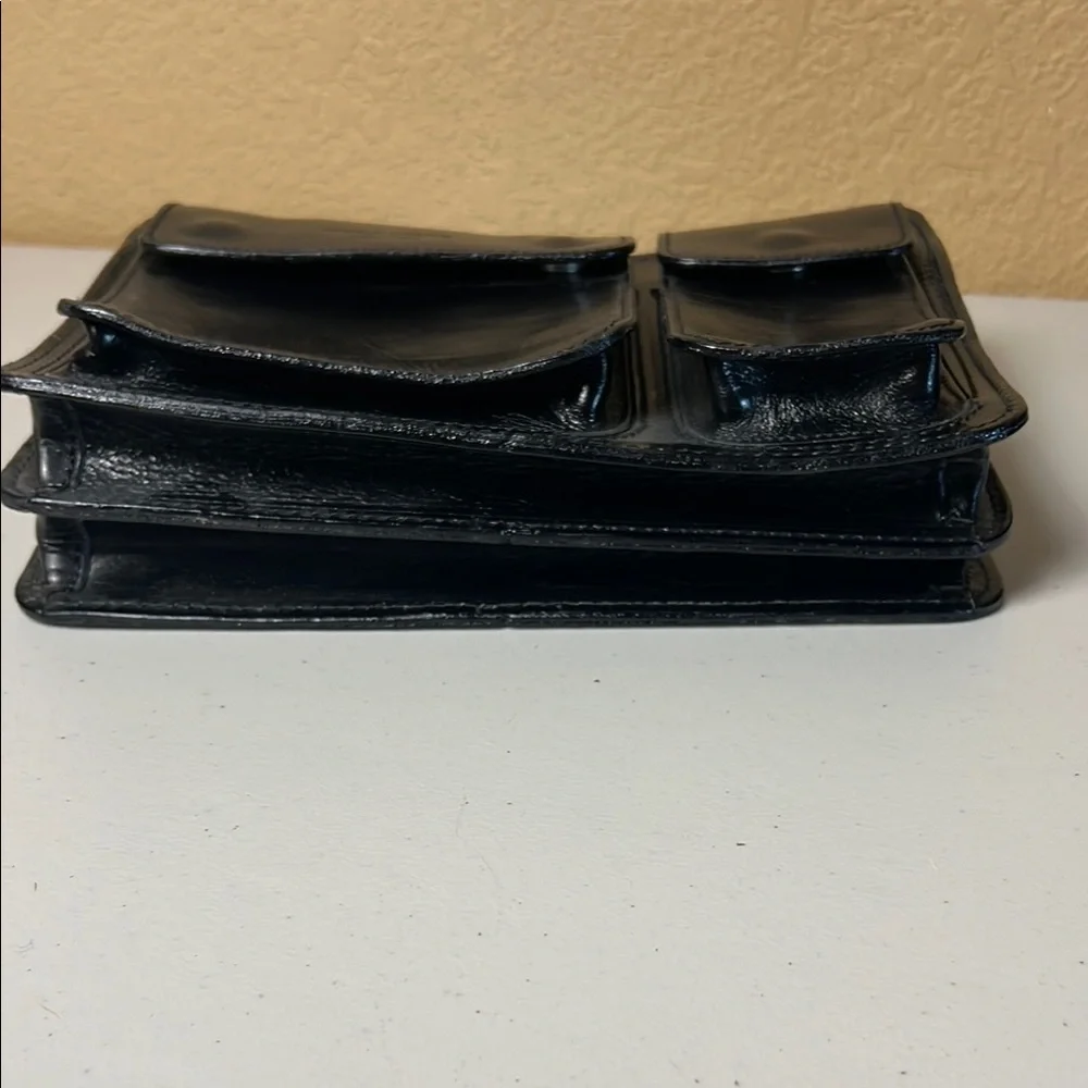 Vintage Vera Pelle Black Leather Men's Bag